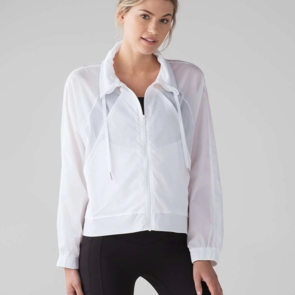 Lululemon In Depth Jacket - White Cropped Sheer
